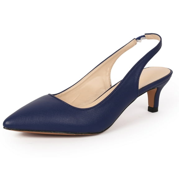 DADAWEN Women's Closed Pointed Toe Pumps Slingback Kitten Heel Dressy Heels Evening Wedding Bride Party Shoes Blue 5 US