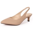 thumbnail image 1 of DADAWEN Women's Closed Pointed Toe Pumps Slingback Kitten Heel Dressy Heels Evening Wedding Bride Party Shoes Nude 7 US, 1 of 7