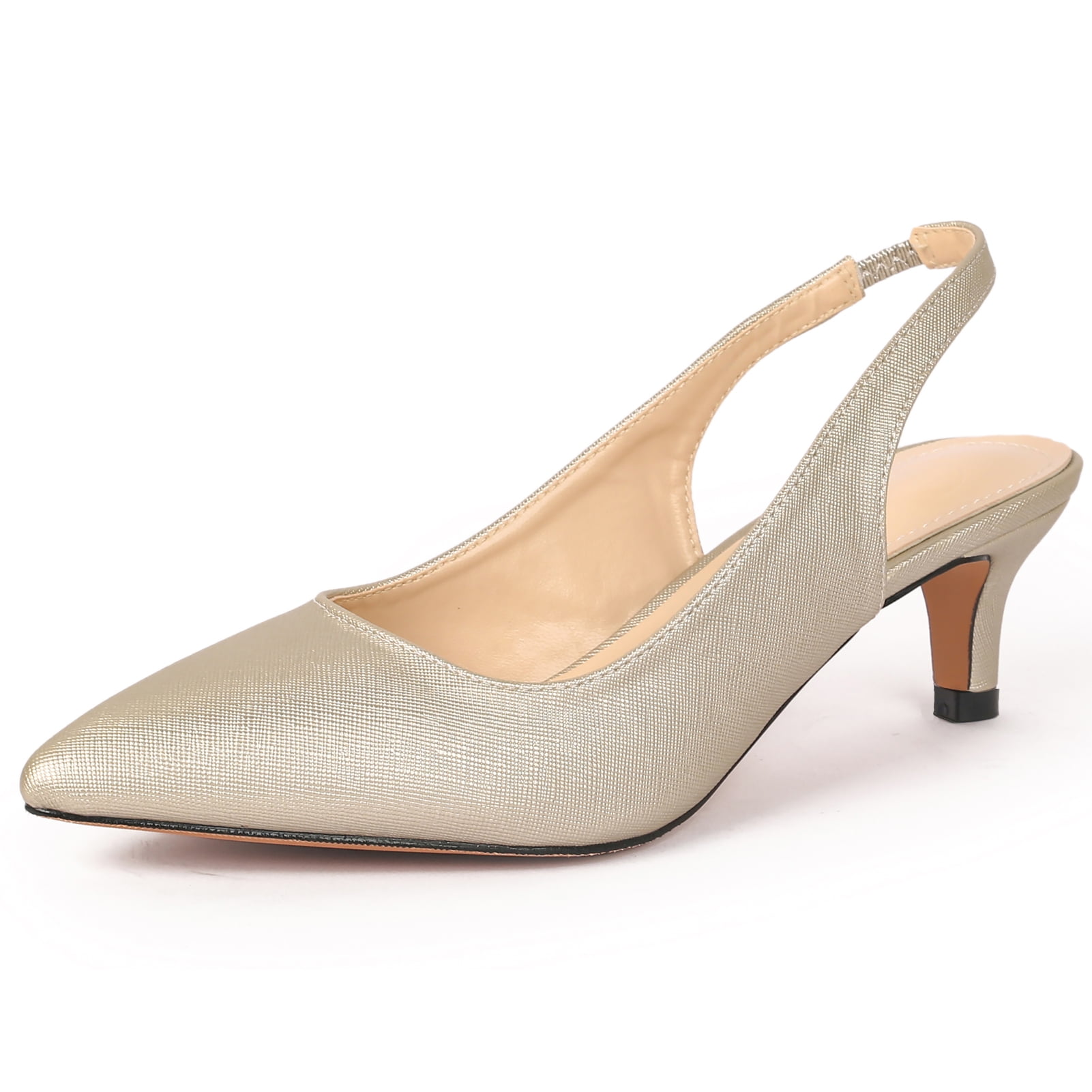Women's D'Orsay Kitten Heel Pumps – Pointed Toe, Ankle Strap, Slip On, Approx. 6cm/2.36" Heel, Dressy & Elegant