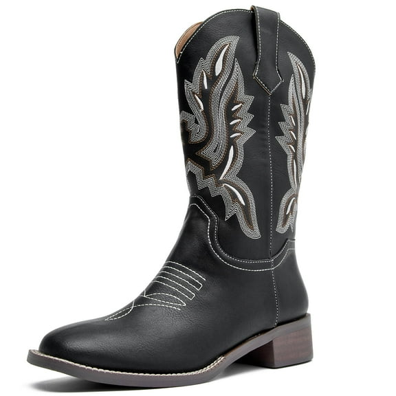 DADAWEN Women's Cowboy Boots Western Boots Black 7US