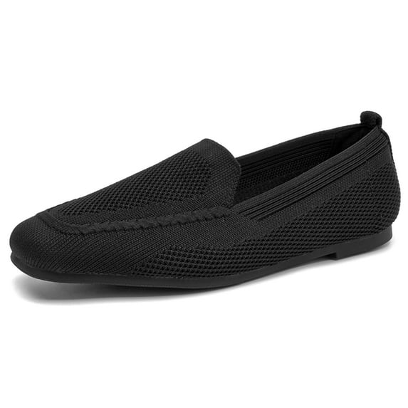 DADAWEN Women's Slip On Walking Shoes Casual Walking Loafers Work Knit Shoes Black 8.5US