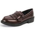 thumbnail image 1 of DADAWEN Women's Loafers Tassel Platform Oxford Dress Shoes Slip-on with Round Toe Chestnut 8 US, 1 of 7