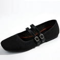 thumbnail image 1 of DADAWEN Women's Mary Jane Flat Dress Shoes Ballet Style with Square Toe Lightweight and comfortable Black 7US, 1 of 5