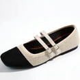 thumbnail image 1 of DADAWEN Women's Mary Jane Flat Dress Shoes Ballet Style with Square Toe Lightweight and comfortable Black 9US, 1 of 5