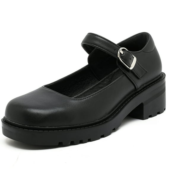 DADAWEN Women's Mary Jane Shoes Platform Thick Heel Dress Shoes Black 8 US