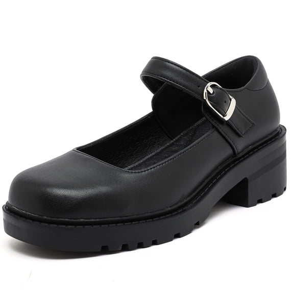DADAWEN Women's Mary Jane Shoes Platform Thick Heel Dress Shoes Black 9 US