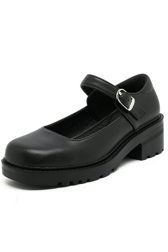 Women's Mary Jane Shoes Platform Thick Heel Dress Shoes Black 9 US
