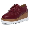 thumbnail image 1 of DADAWEN Women's Platform Oxford Shoes Fashion Tassels Square-Toe Lace-up Shoes Wedge Heel Red 8 US, 1 of 7