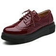 thumbnail image 1 of DADAWEN Women's Platform Oxfords Lace-up Shoe Wingtips Upper Casual Sneakers Burgundy 7 US, 1 of 6