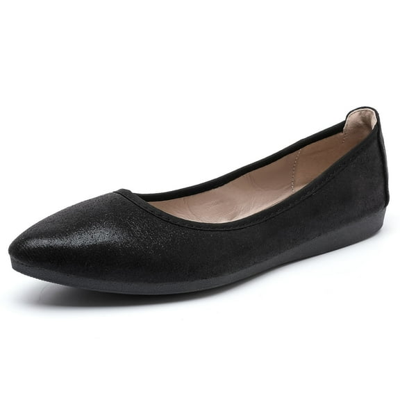 DADAWEN Women’s Pointed Toe Ballet Flats Slip on Casual Flats Walking Ballerina Shoes Black 5.5US