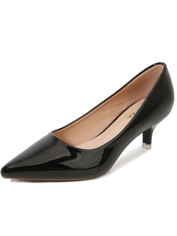 Women's Pumps Kitten Low Heels Black Comfortable Wedding Dressy Shoes 8.5 US