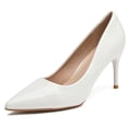 thumbnail image 1 of DADAWEN Women's Pumps Stiletto Heels Pointed Toe White Wedding Dressy Shoes 7 US, 1 of 6