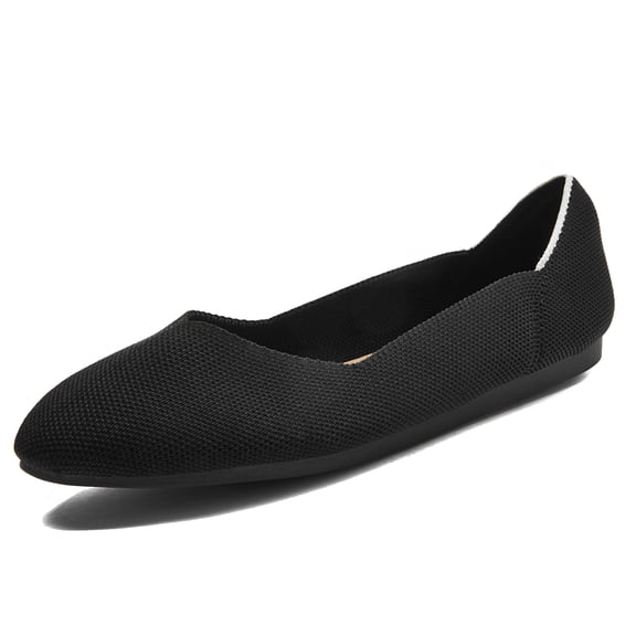 DADAWEN Women's Dress Shoes Ballet Flats Round Toe Breathable Lightweight Black 7.5US