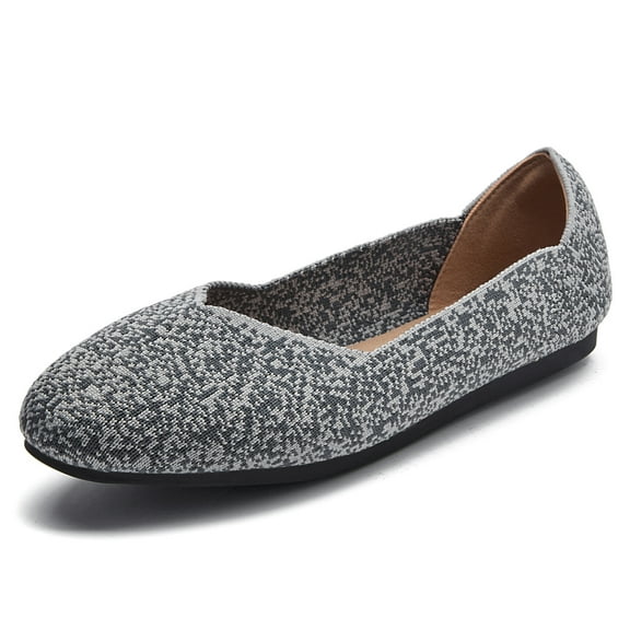 DADAWEN Women's Round Toe Ballet Flats Low Heels Dress Shoes For Ladies Gray 5US