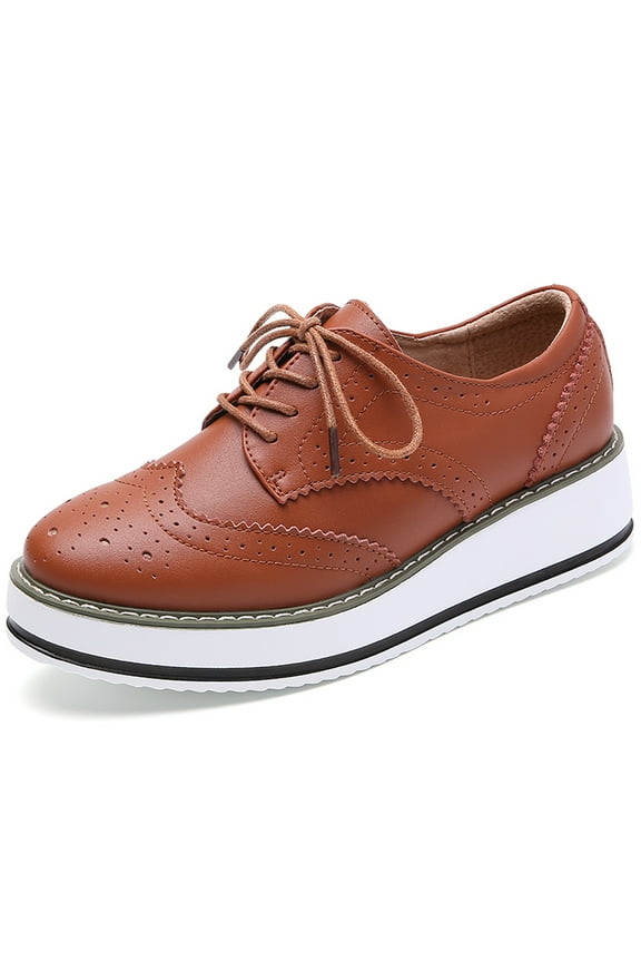 Women's Flats Platform Shoes Oxfords Casual Shoes Brown 7.5 US