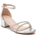 thumbnail image 1 of DADAWEN Women's Open Toe Dressy Sandals Chunky Block Heel Wedding Shoes Silver 8US, 1 of 6