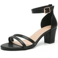 thumbnail image 1 of DADAWEN Womens Chunky Heel Sandals Dressy Heel Shoe Open Toe Ankle Strap Heels Wedding Party Shoes Black 6US, 1 of 7