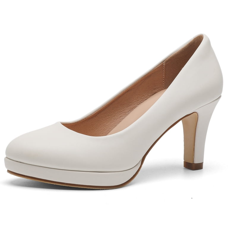 DADAWEN Womens Pumps Mid Heels Round Toe Platform High heels