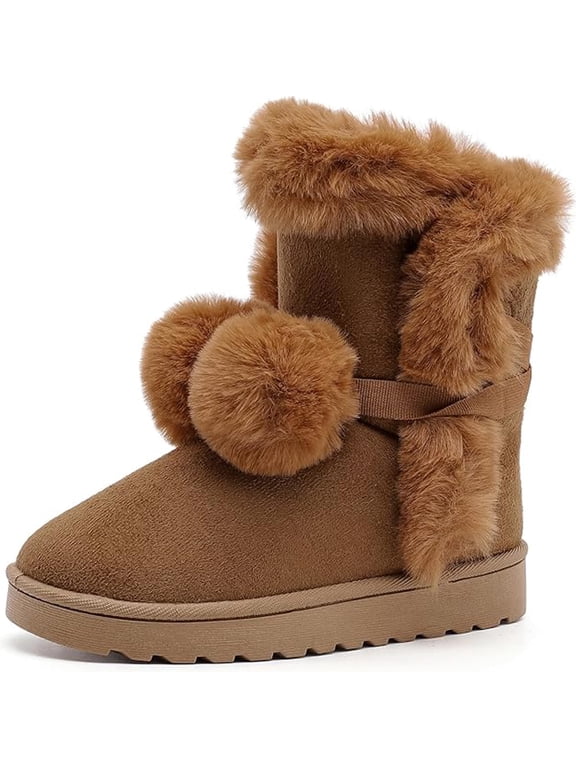 Womens Snow Boots Ankle Booties with Faux Fur Warm Cozy Winter Shoes Cute Fashionable Brown Boots 6.5US