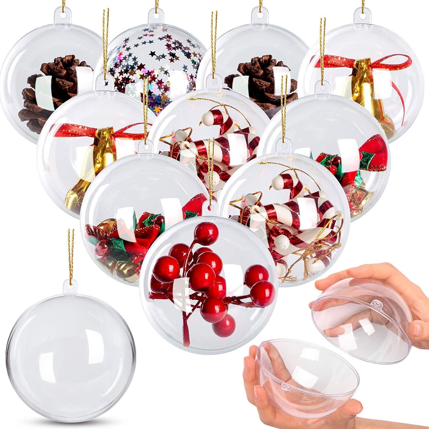 DADHOT 10 Pack 3.94'' Clear Plastic Ornaments for Crafts Fillable ...