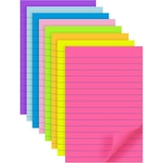 DADHOT (8 Pack) Lined Sticky Notes 4X6 in Post,8 Colors Self Pad Its 4X6 in, Bright Post Stickies Colorful Big Square Sticky Notes for Office, Home, School, Meeting,40 Sheets/Pad