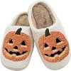 DADHOT Halloween Pumpkin Slippers for Womens Mens Plush Warm Spooky Lantern Pumpkin Slippers House Shoes(7.5-8.5 Women/6.5-7.5 Men)