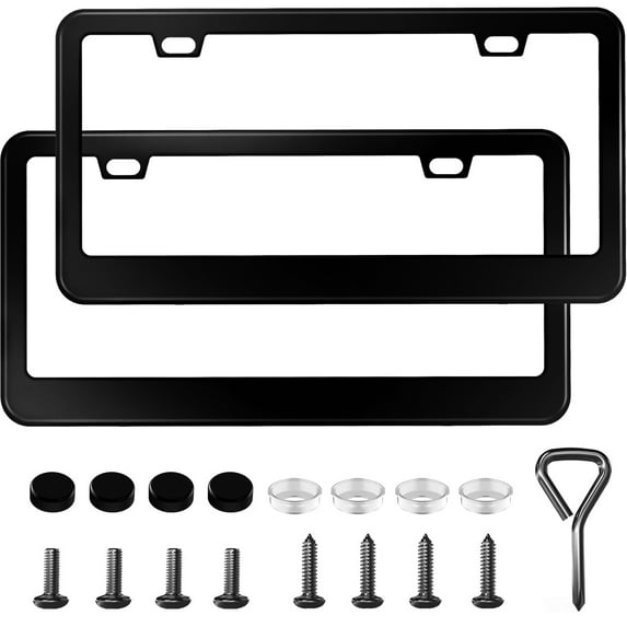DADHOT Jeep Black Stainless Steel License Plate Frame Holder - Let the Adventure Begin