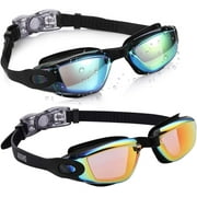 DADHOT Kids Swim Goggles, Pack of 2 Swimming Goggles for Children Boys & Girls Age 3-14(Aqua & Orange)