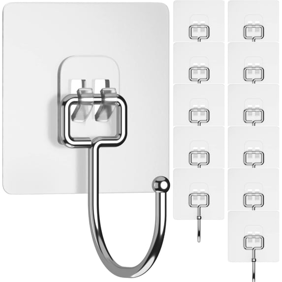 DADHOT Large Adhesive Hooks Heavy Duty 22 lbs Robe Towel Hooks Waterproof Adhesive Wall Hooks for Home Bathroom Kitchen Office and Outdoor 12 Pack