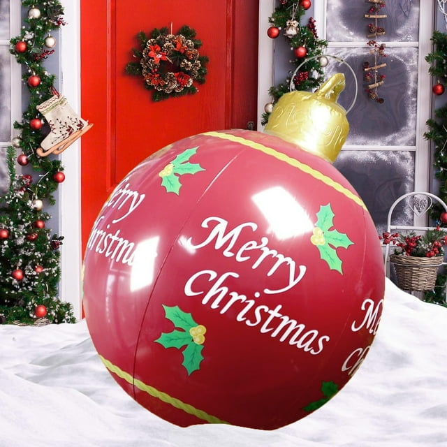 DADHOT Outdoor Christmas Inflatable Ball Christmas Decorations Yard Large 23.6Inch PVC