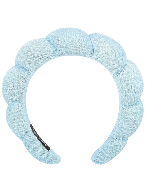 Spa Headbands for Washing Face or Facial, Headbands for Women - Puffy Makeup Headbands for Face Washing, Mask, Skin Treatment (Blue)