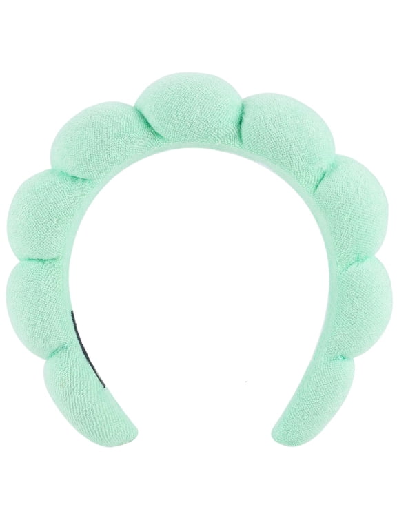 Spa Headbands for Washing Face or Facial, Headbands for Women - Puffy Makeup Headbands for Face Washing, Mask, Skin Treatment (Green)