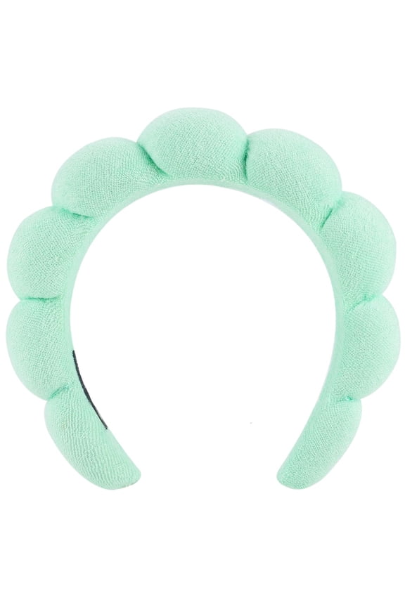 Spa Headbands for Washing Face or Facial, Headbands for Women - Puffy Makeup Headbands for Face Washing, Mask, Skin Treatment (Green)