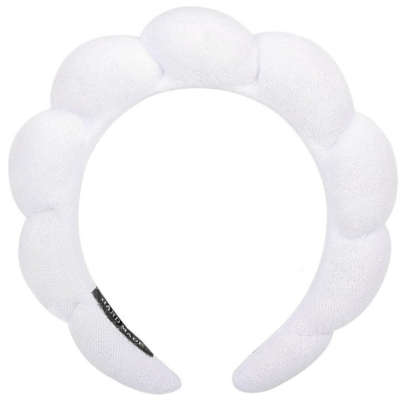 DADHOT Spa Headbands for Washing Face or Facial, Headbands for Women - Puffy Makeup Headbands for Face Washing, Mask, Skin Treatment (White)