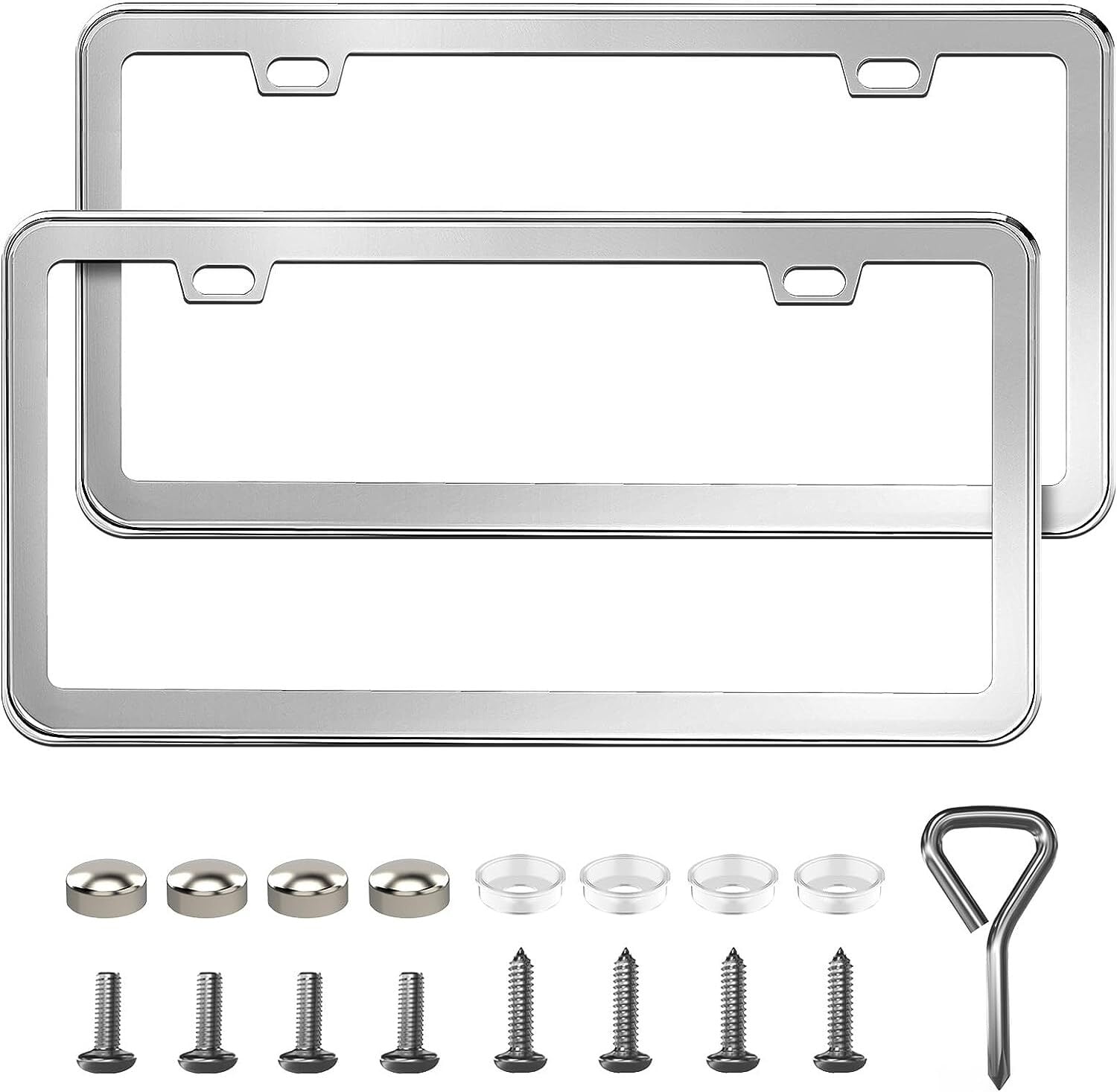 DADHOT Stainless Steel Polish Mirror License Plate Frame 2 Pack