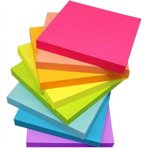 DADHOT Sticky Notes 3x3 Inches,Bright Colors Self-Stick Pads, Easy to Post for Home, Office, Notebook, 50 Sheets/pad