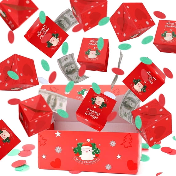 DADHOT Surprise Gift Box Explosion - 2023 Newly Merry Christmas Surprise Gift Boxes,Gift Box Explosion for Money and Birthday, Pop-up Explosion Gift Box(Red 10 Box Set)