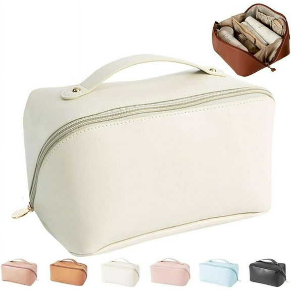 DADHOT Travel Makeup Bag,Large Capacity Cosmetic Bags for Women,Waterproof Portable Bag(White)