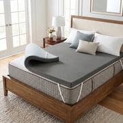 DADO DIDO 3 inch Gel Memory Foam Mattress Topper,King,Cooling Bed Pad with Removable Washable Bamboo Cover,Gray