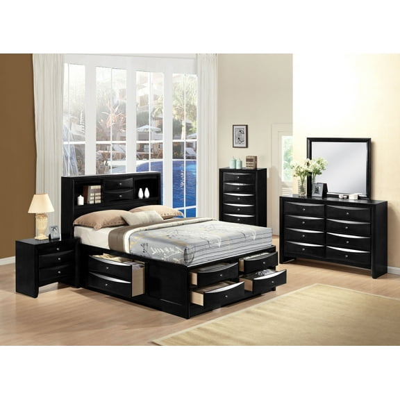 DAE 5-Piece Modern Wood King Bedroom Set, Black