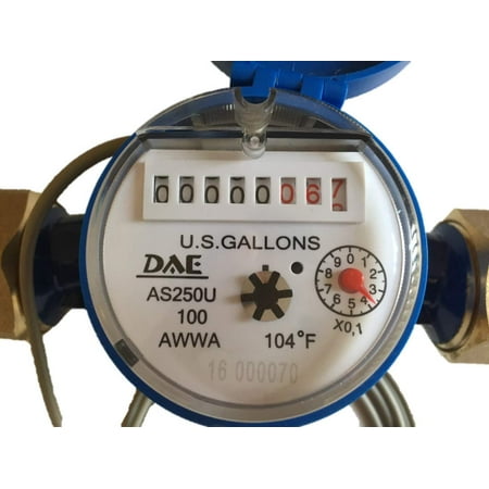 DAE AS250U-100P 1" Water Meter with Pulse Output, Measuring in Gallon + Coupling