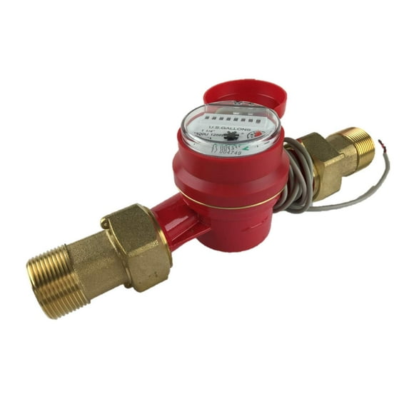 DAE AS320U-150RP 1-1/2" Hot Water Meter with Pulse Output, Measuring in Gallon + Coupling