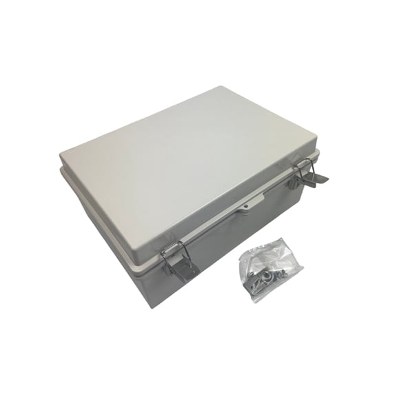 DAE B2535g ABS Plastic watertight NEMA 4 IP67 Electrical Enclosure with Mounting Plate, Lock Hole, Latch, Hinged Gray Cover 13.8″x9.8″x5.9″