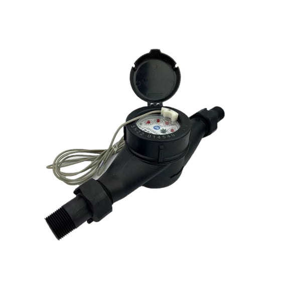 DAE MJP-100P 1" Lead Free Potable Plastic Water Meter, Pulse Output, NPT Couplings, Gallon