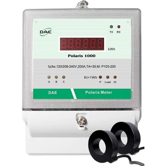 DAE P103-200-S Kit, UL Listed, kWh Smart Submeter, Polaris 1000, 1P3W(2 hot wire, 1 Neutral), 200A, 120/240V, 2 CTs (inner dia. 1.02")