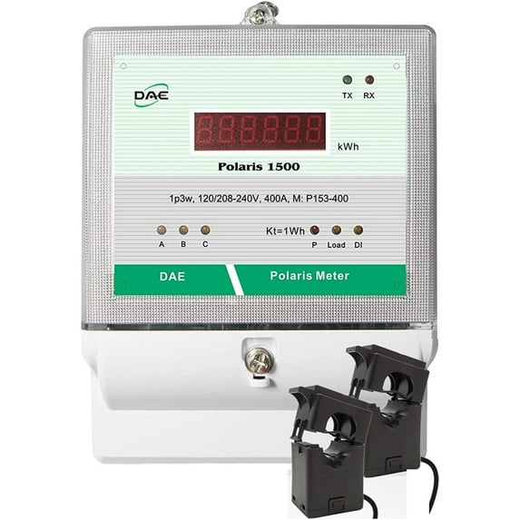DAE P153-400 Kit, UL kWh Smart Submeter, 1P3W(2 hot wire,1 neutral) 400A, 120/240v, 2 Split CTs, RS485