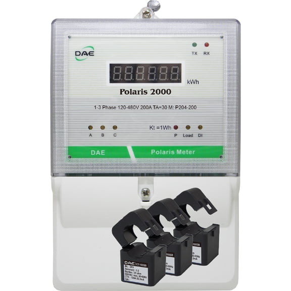 DAE P204-100 Kit UL kWh Smart Submeter, 3P4W (3 hot wire, 1 neutral), 100A, 120-480V, 3 Split Core CTs