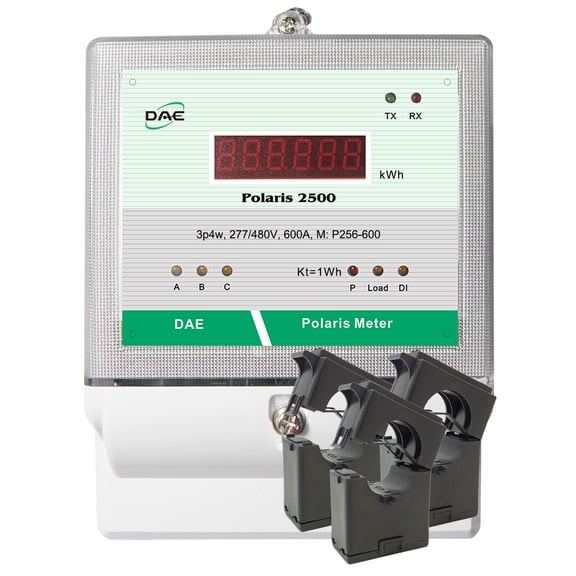 DAE P252-600 KIT, 600A, 480V, UL, RS485, kWh Smart Submeter, 3P3W (3 hot wire, no Neutral), 3 Split CTs (inner dia. 1.38")