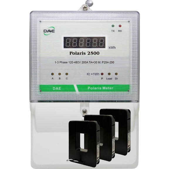 DAE P254-1000 KIT, UL 1000A kWh meter, 3P4W(3 hot wire,1 neutral) 120-480V 50/60Hz RS485, 3 Split CTs (2", 2" inner dimension)
