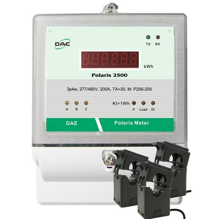 DAE P256-2000 KIT, UL 2000A kWh meter, 3Phase, 277/480V 50/60Hz RS485, 3 Split CTs (3", 5" inner dimension)